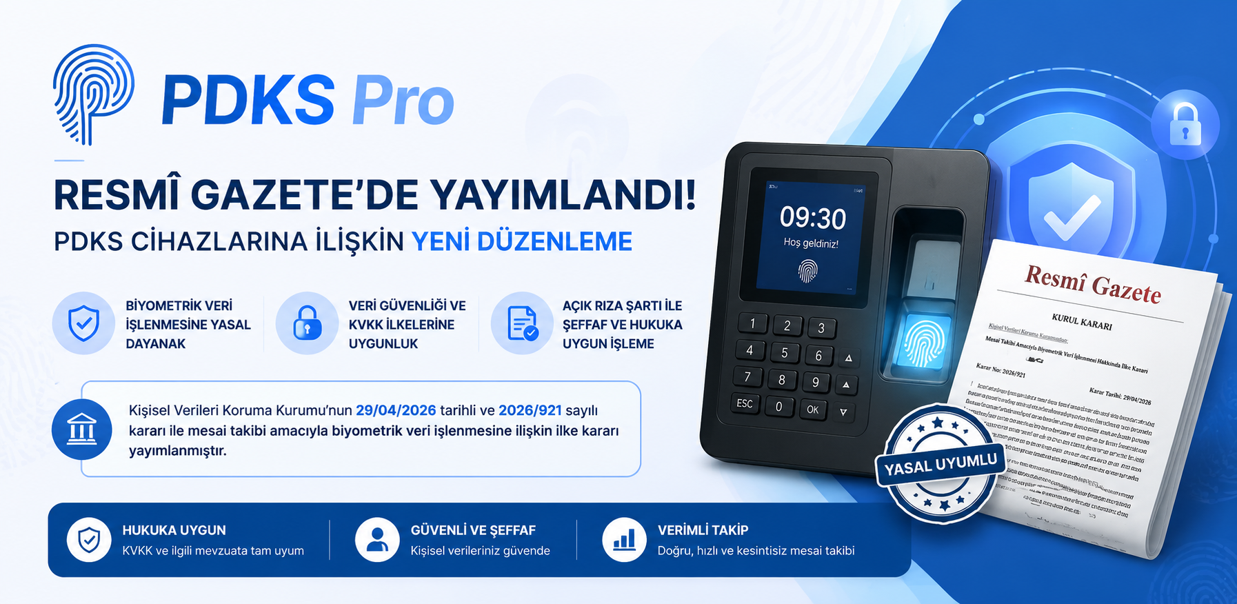 PDKS Pro uygulamasında KVKK ve veri kontrolü ekranı